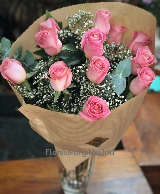 Ramo 12 Rosas Rosadas | Ramos a Domicilio Baratos